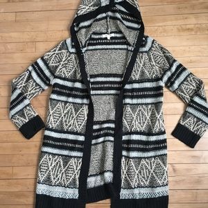 Pink Rose Long Hooded Cardigan Sweater